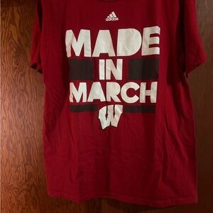 Adidas Red 'Made in March' T-Shirt Wisconsin Badgers Basketball